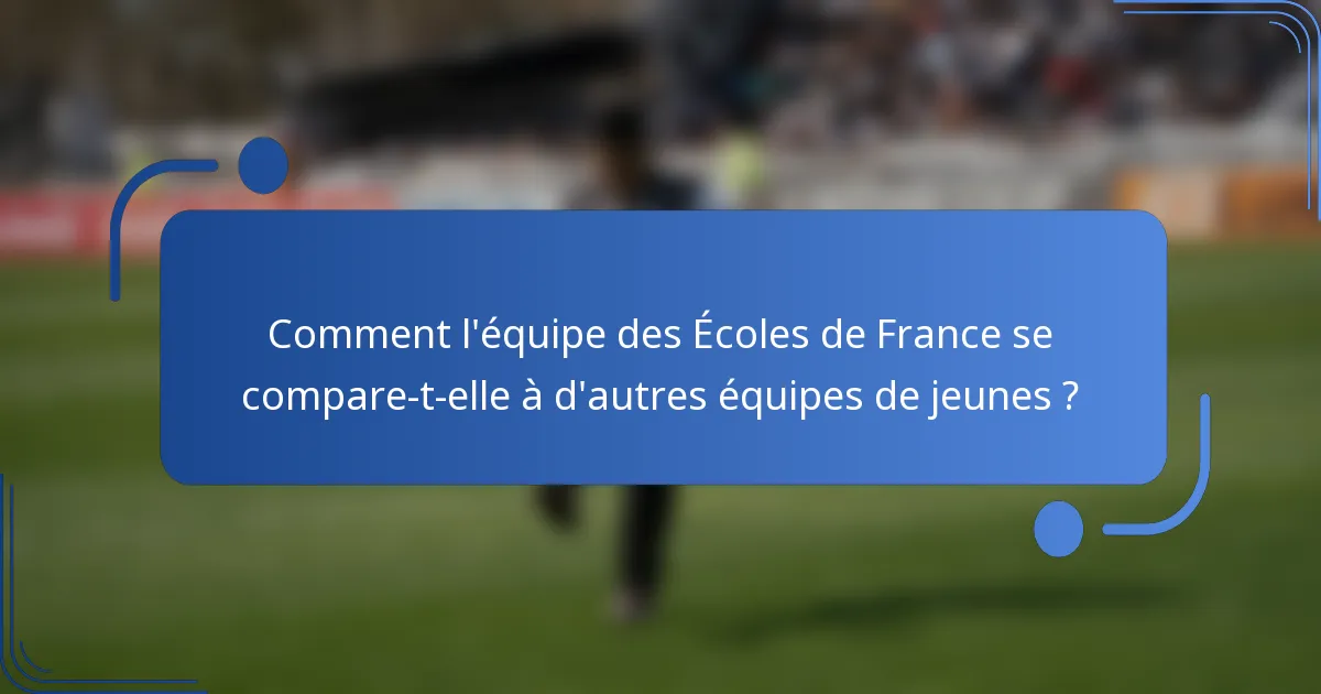 Comment l'équipe des Écoles de France se compare-t-elle à d'autres équipes de jeunes ?