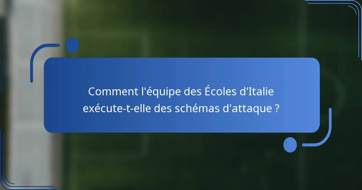 Comment l'équipe des Écoles d'Italie exécute-t-elle des schémas d'attaque ?