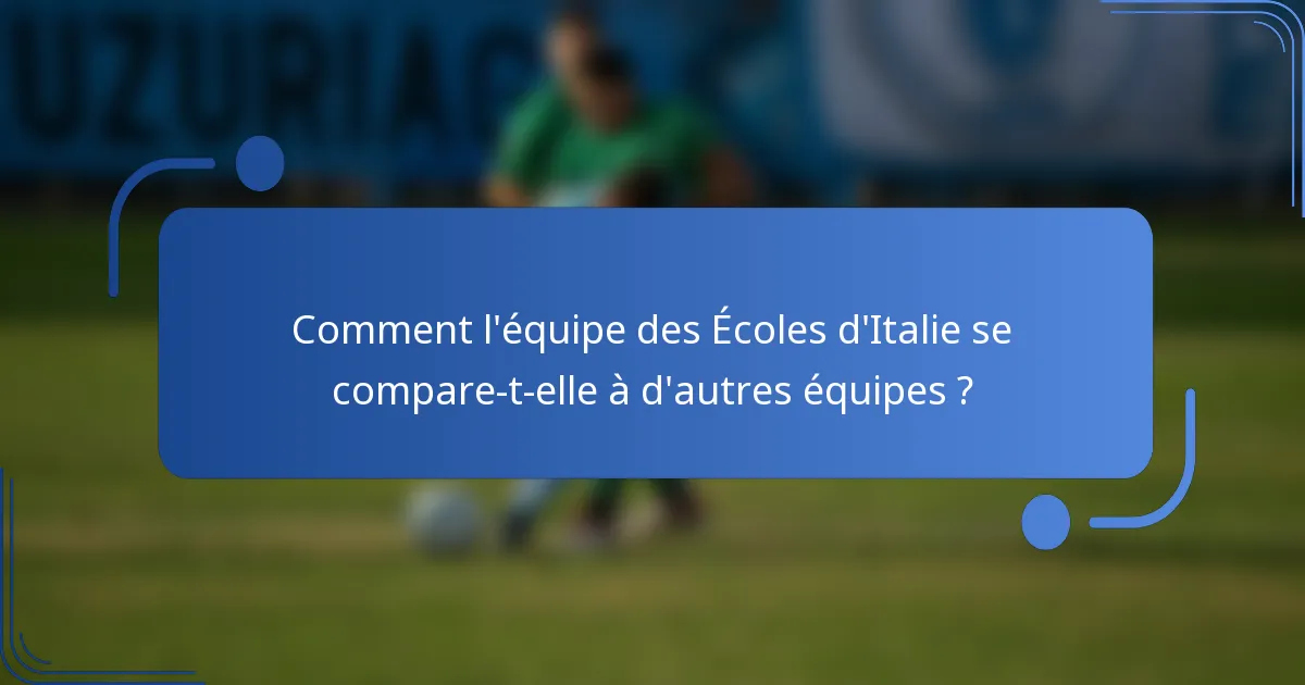 Comment l'équipe des Écoles d'Italie se compare-t-elle à d'autres équipes ?