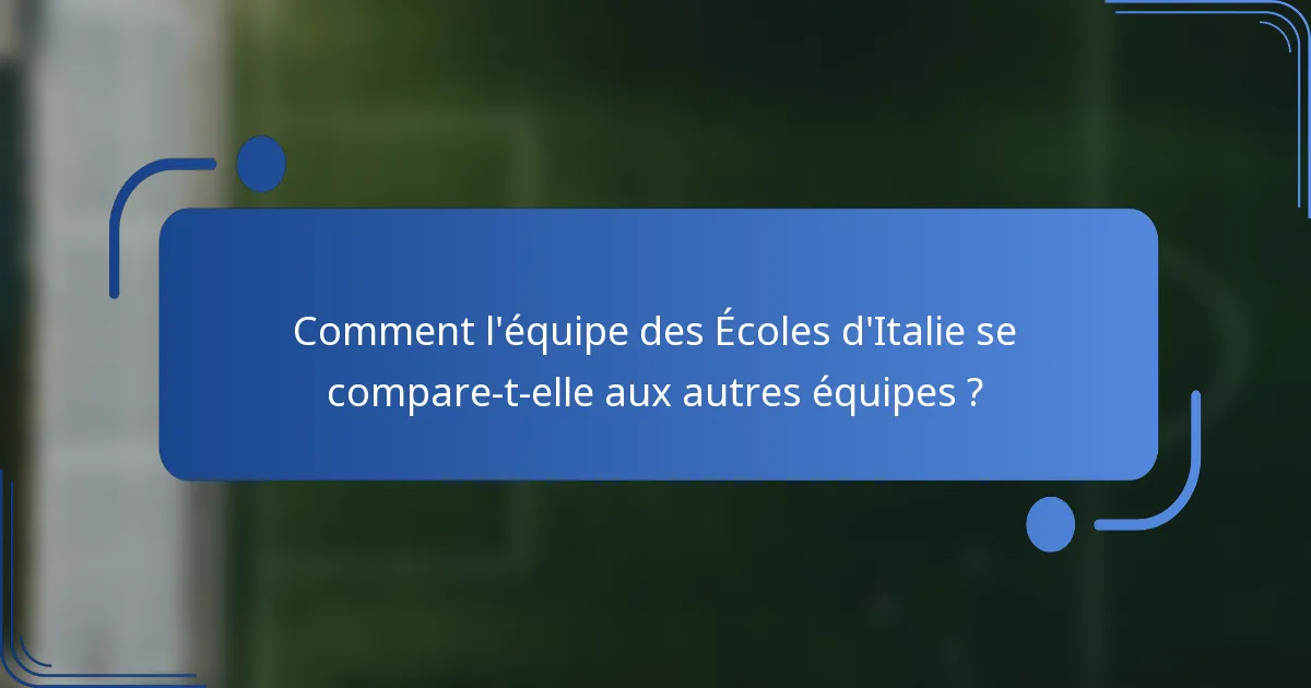 Comment l'équipe des Écoles d'Italie se compare-t-elle aux autres équipes ?