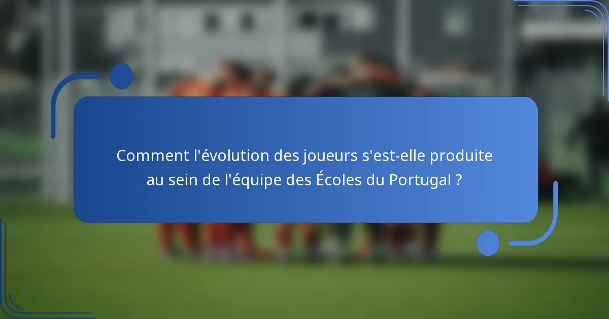 Comment l'évolution des joueurs s'est-elle produite au sein de l'équipe des Écoles du Portugal ?