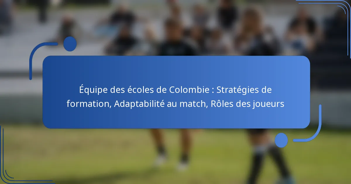Équipe des écoles de Colombie : Stratégies de formation, Adaptabilité au match, Rôles des joueurs
