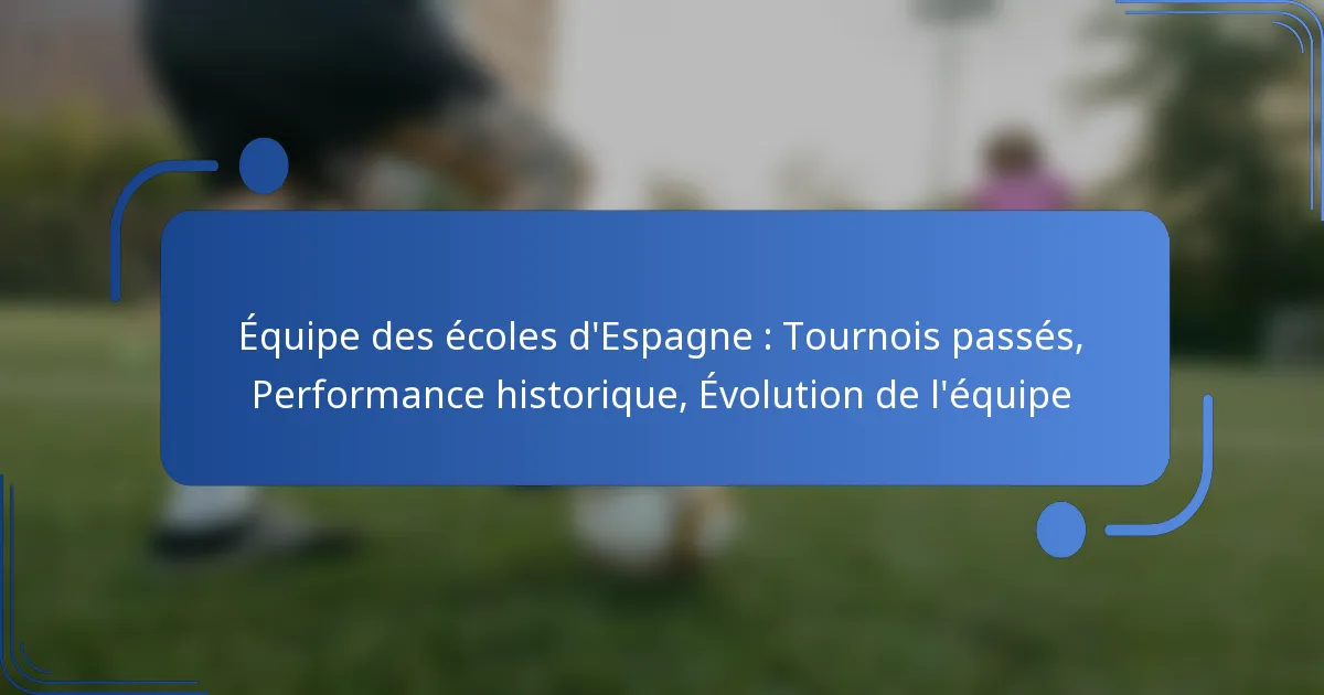 Équipe des écoles d’Espagne : Tournois passés, Performance historique, Évolution de l’équipe