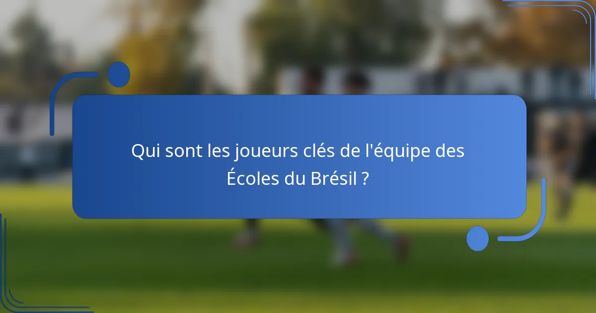 Qui sont les joueurs clés de l'équipe des Écoles du Brésil ?