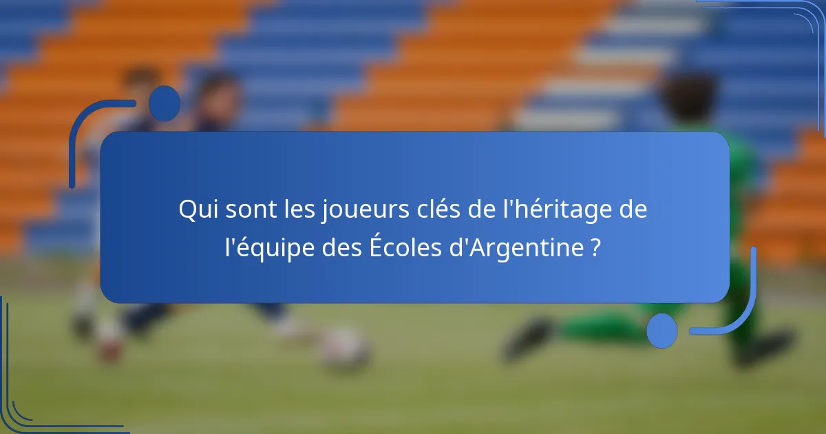 Qui sont les joueurs clés de l'héritage de l'équipe des Écoles d'Argentine ?